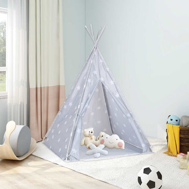 vidaXL Tenda teepee infantil c/ saco de poliéster 115x115x160 cm cinza