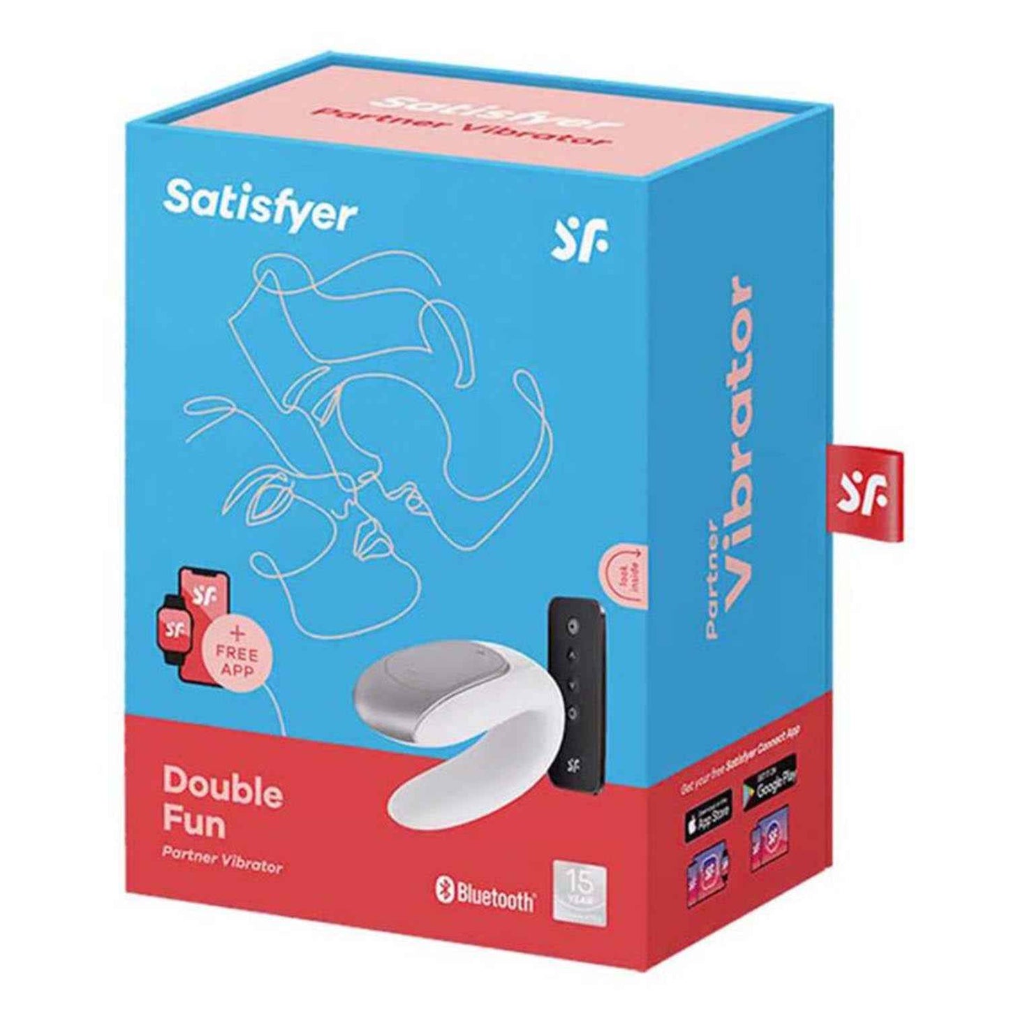 Satisfyer Double Fun Vibrador Parejas Blanco Bluetooth App 1Un