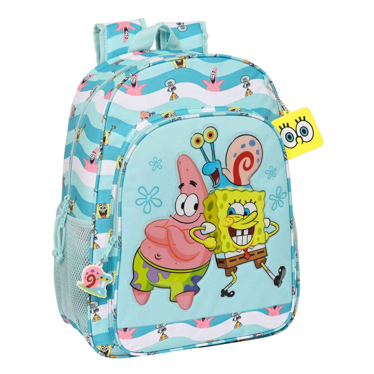 Mochila Escolar Spongebob Stay positive Azul Branco (33 x 42 x 14 cm)