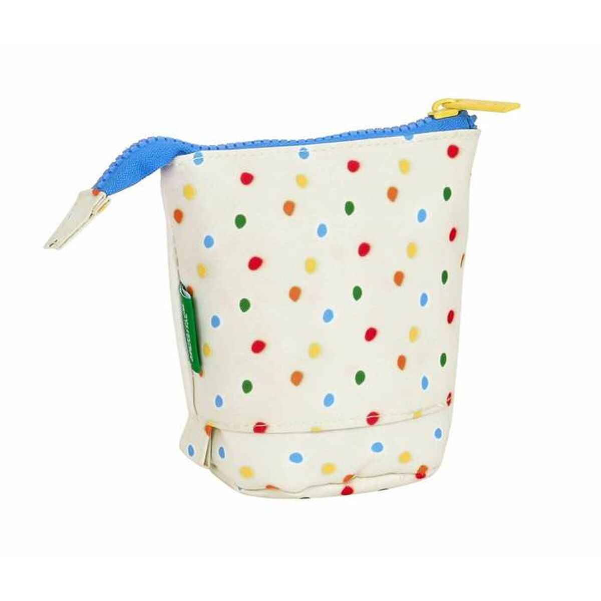 Estojo Benetton Topitos Branco Natural 19 x 6 cm