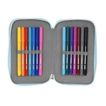 Estojo Duplo Moos Garden Turquesa 12.5 x 19.5 x 4 cm (28 Peças)