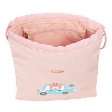 Saco Mochila com Cordas Safta Jirafa Coral 26 x 34 x 1 cm