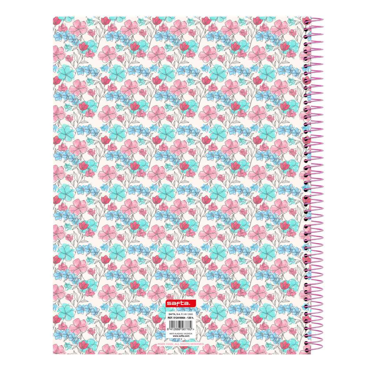 Caderno Moos Flores Multicolor A4 120 Folhas