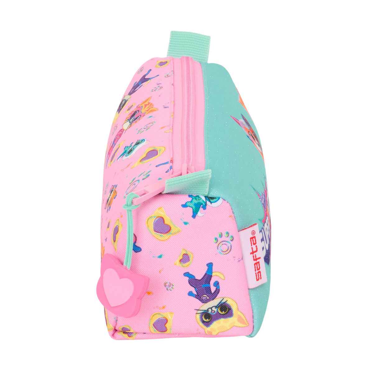 Estojo SuperKitties Cor de Rosa Turquesa 21 x 8 x 7 cm