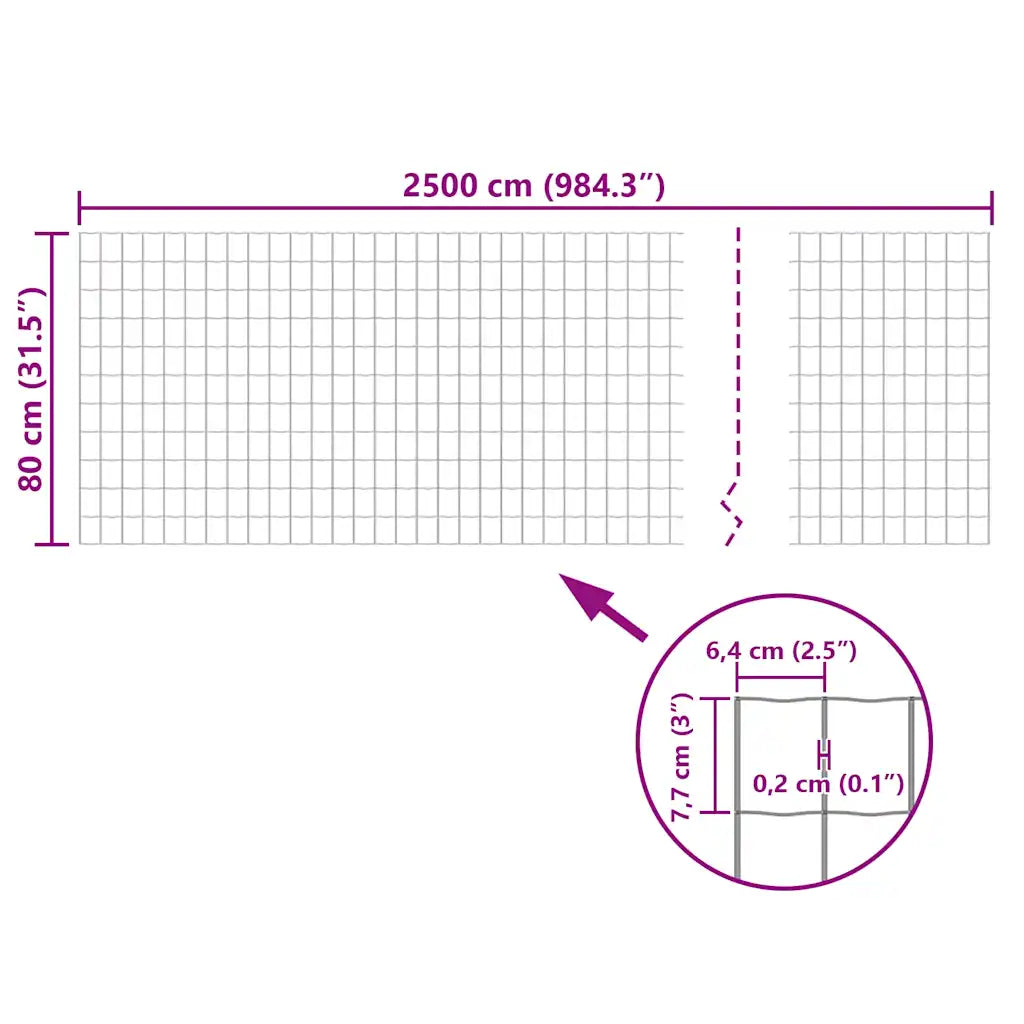 Cerca 25x0,8 m aço cinzento