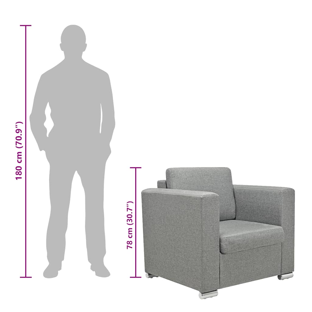 vidaXL Poltrona em tecido cinzento-claro
