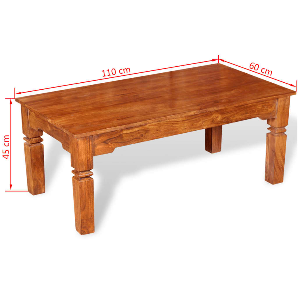 vidaXL Mesa de centro madeira de acácia maciça 110x60x45 cm