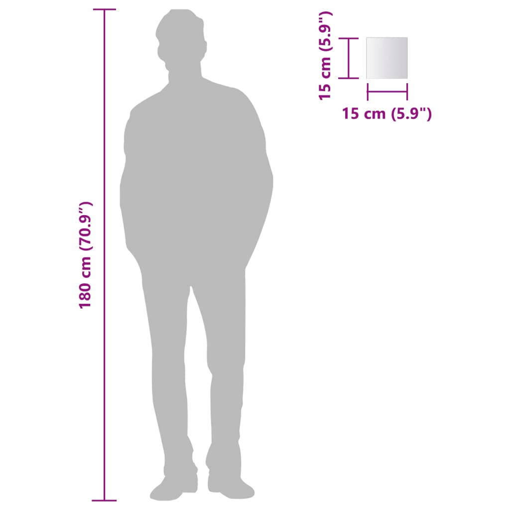 vidaXL Ladrilhos espelhados quadrados em vidro 24 pcs