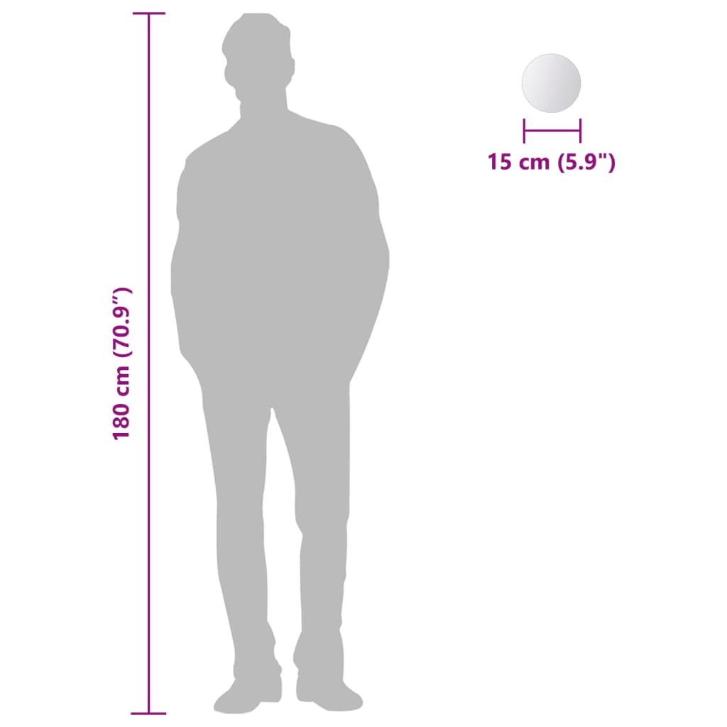 vidaXL Ladrilhos espelhados redondos em vidro 8 pcs