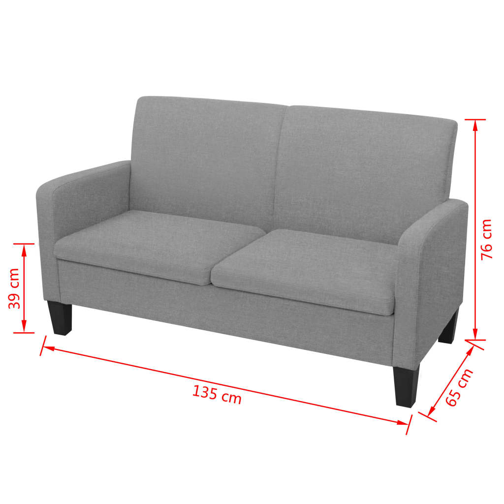 vidaXL Sofá de 2 lugares 135x65x76 cm cinzento claro