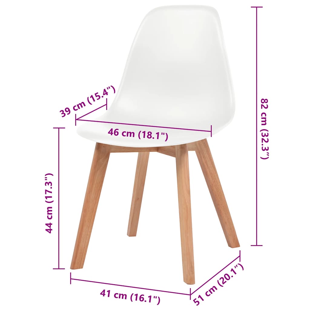 vidaXL Cadeiras de jantar 6 pcs plástico branco