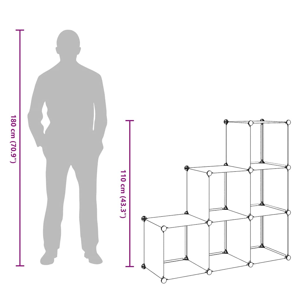 vidaXL Cubos de arrumação com 6 compartimentos branco