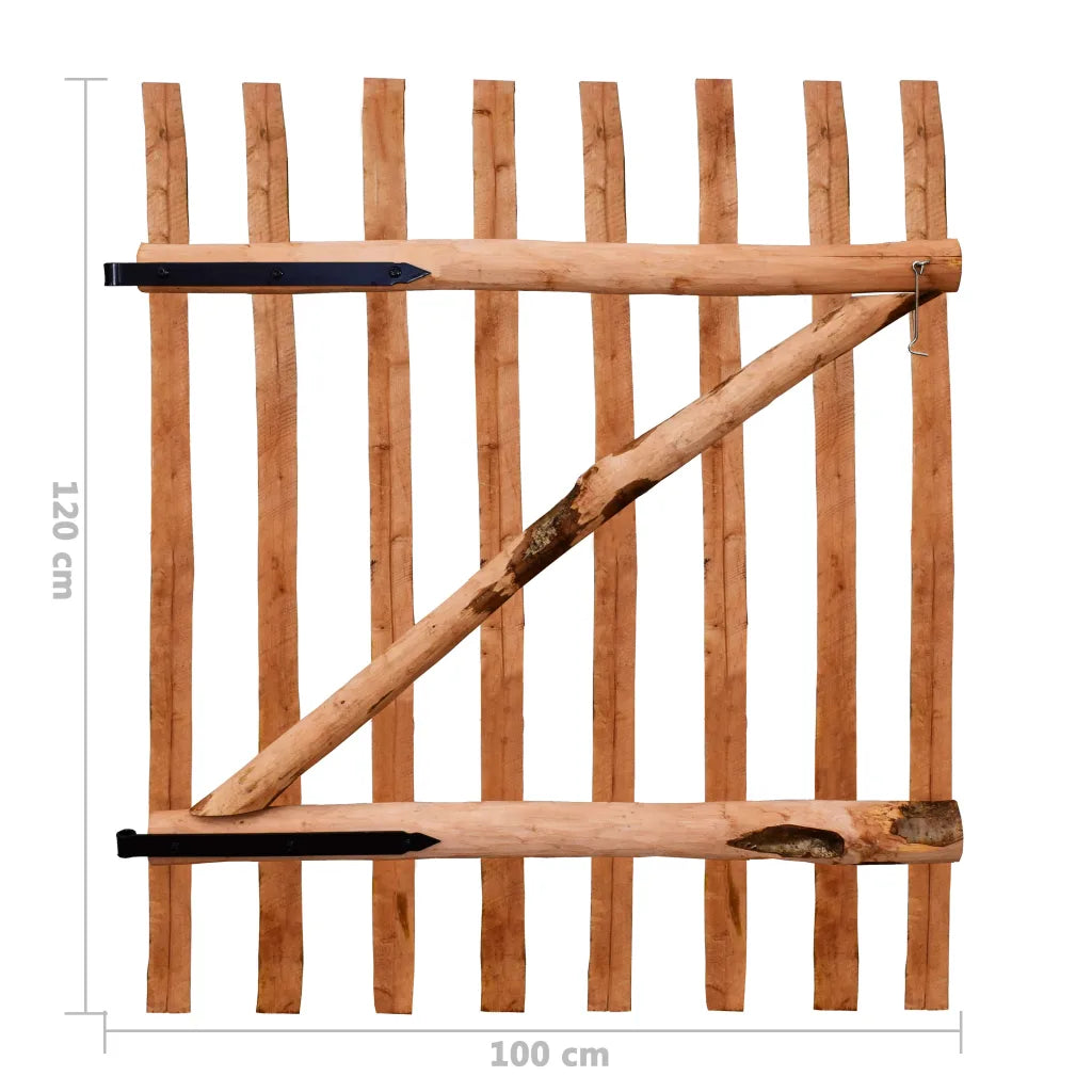 Portão para cerca 1 pc 100x120cm madeira de aveleira impregnada