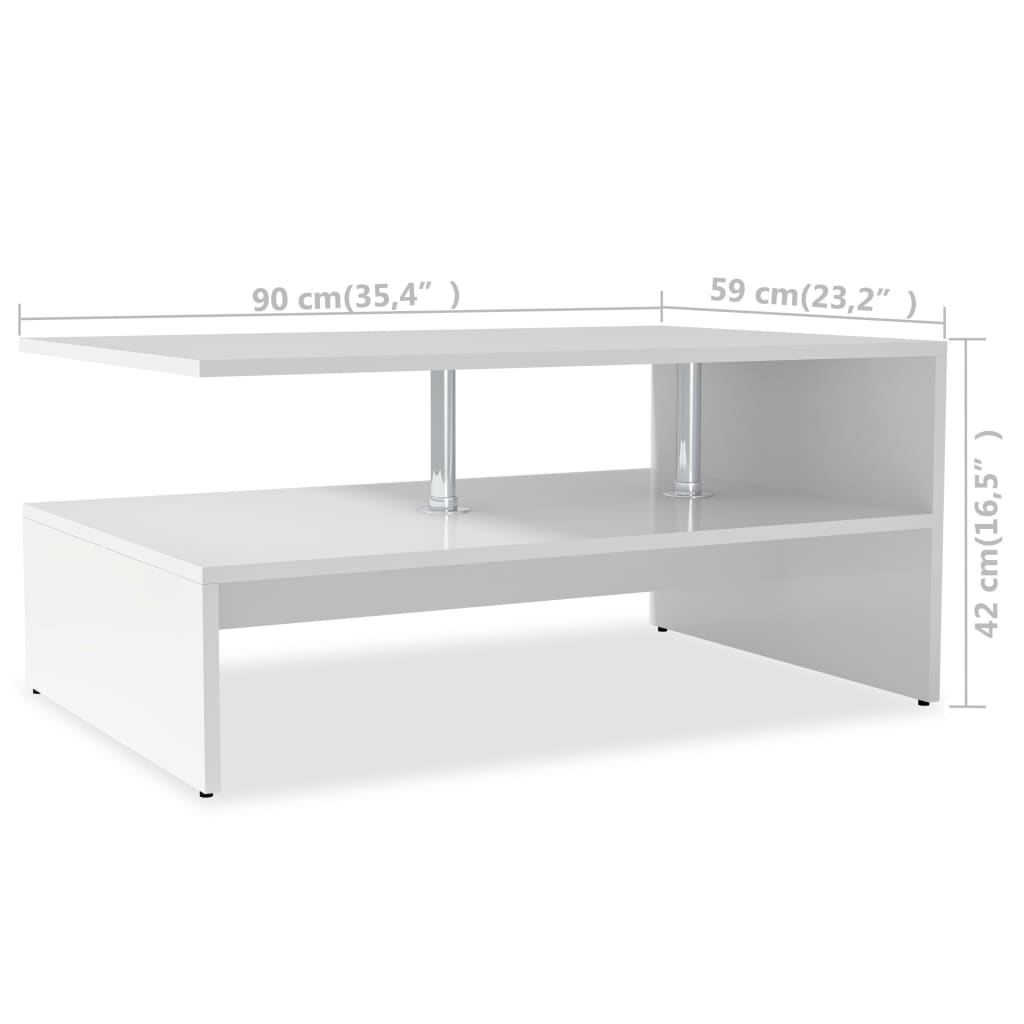 vidaXL Mesa de centro derivados de madeira 90x59x42 cm branco