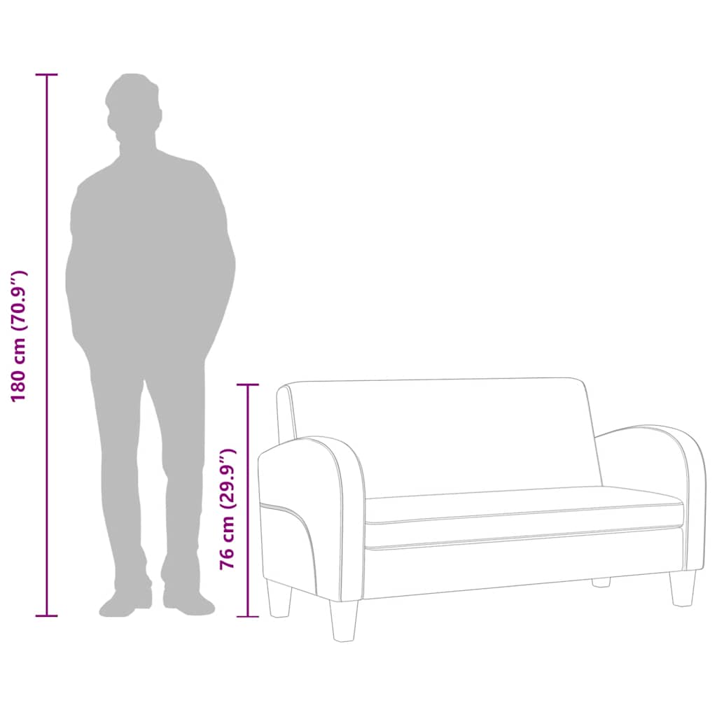 vidaXL Sofá de 2 lugares couro artificial preto