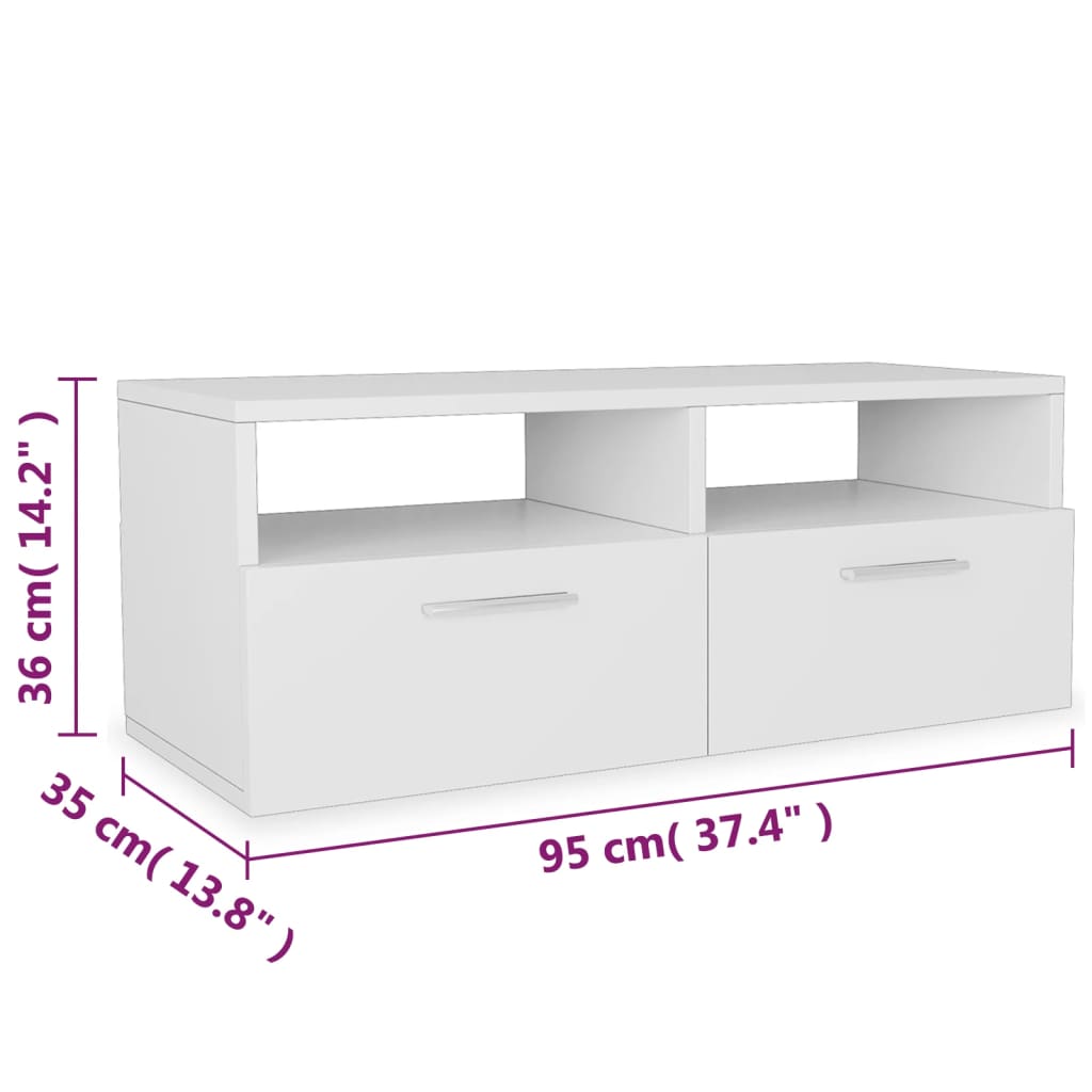 vidaXL Móveis de TV 2 pcs aglomerado 95x35x36 cm branco
