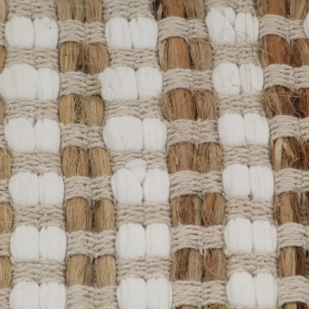 Conjunto de tapetes de WC artesanais juta natural e branco