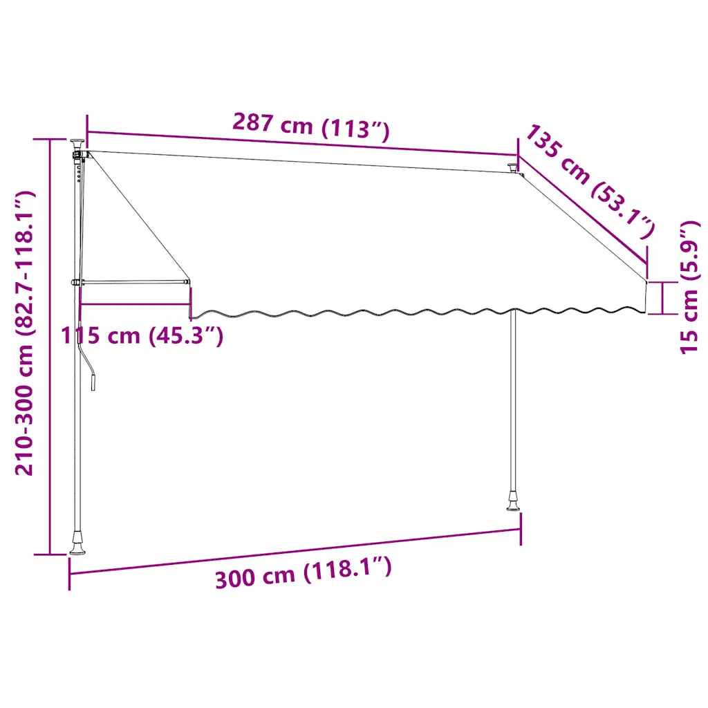 Toldo retrátil manual 300 cm