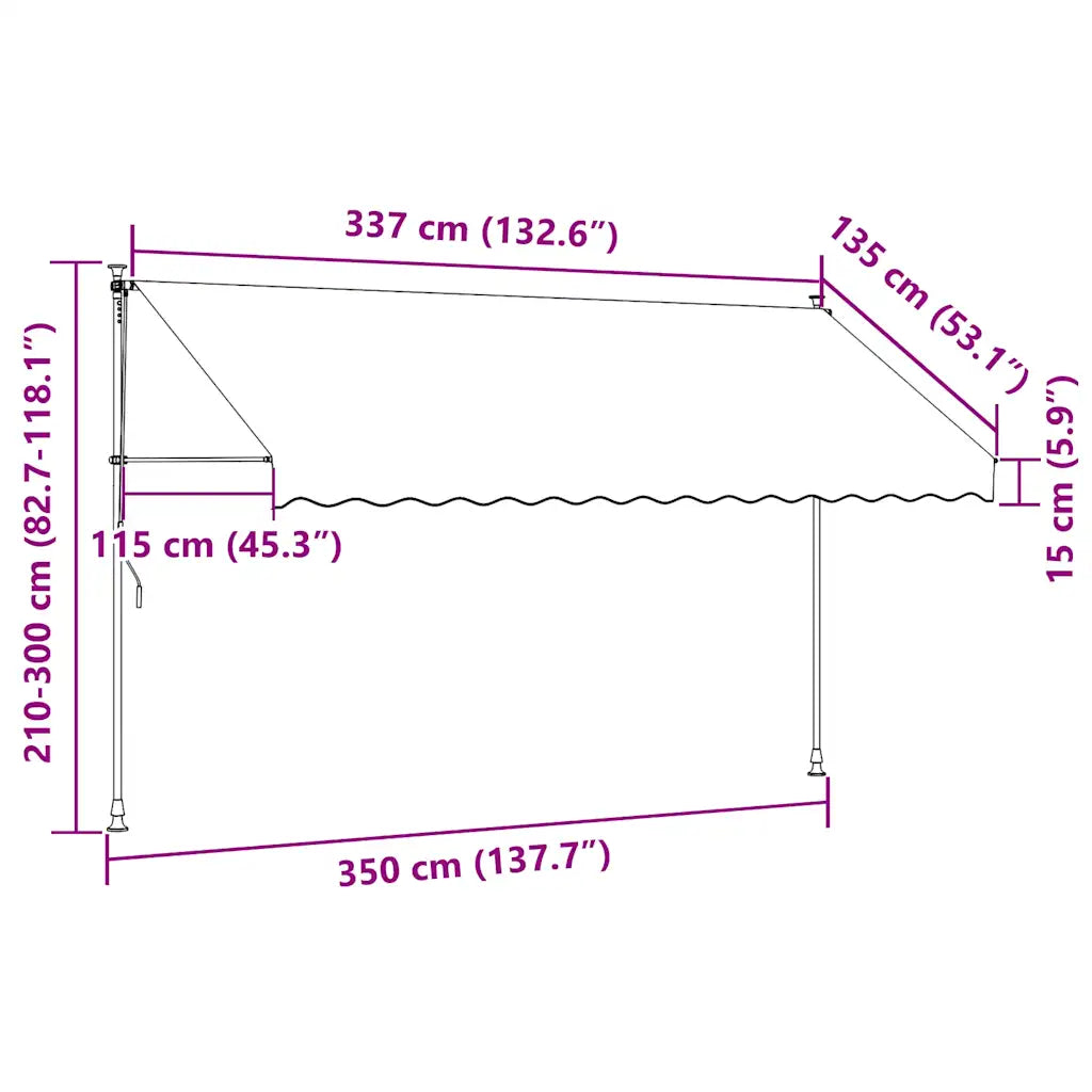 Toldo retrátil manual 350 cm