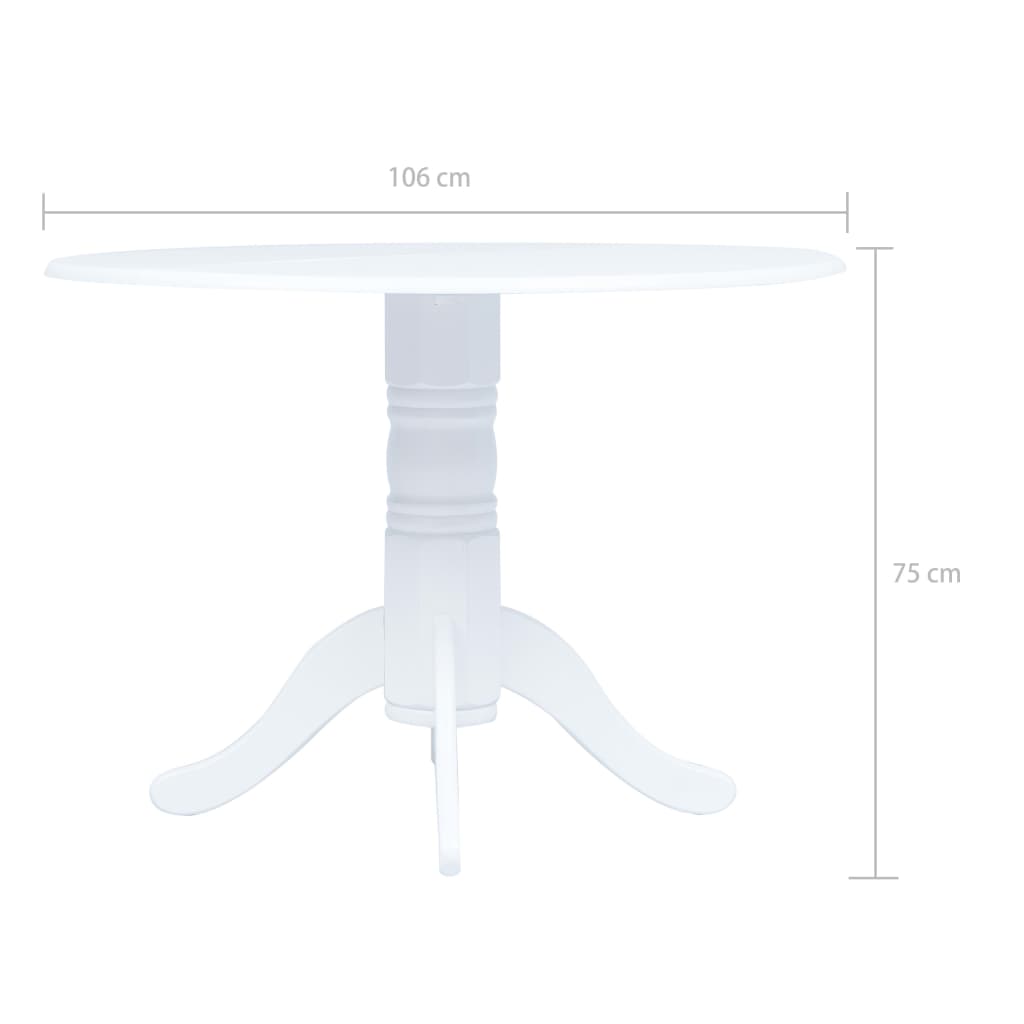 vidaXL Mesa de jantar 106 cm madeira de seringueira maciça branco