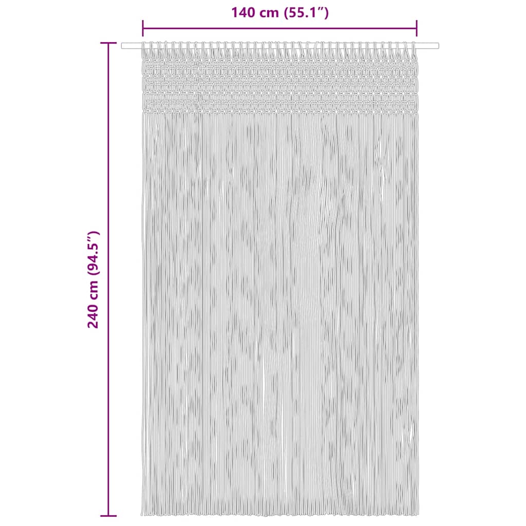 vidaXL Cortina macramé 140x240 cm algodão