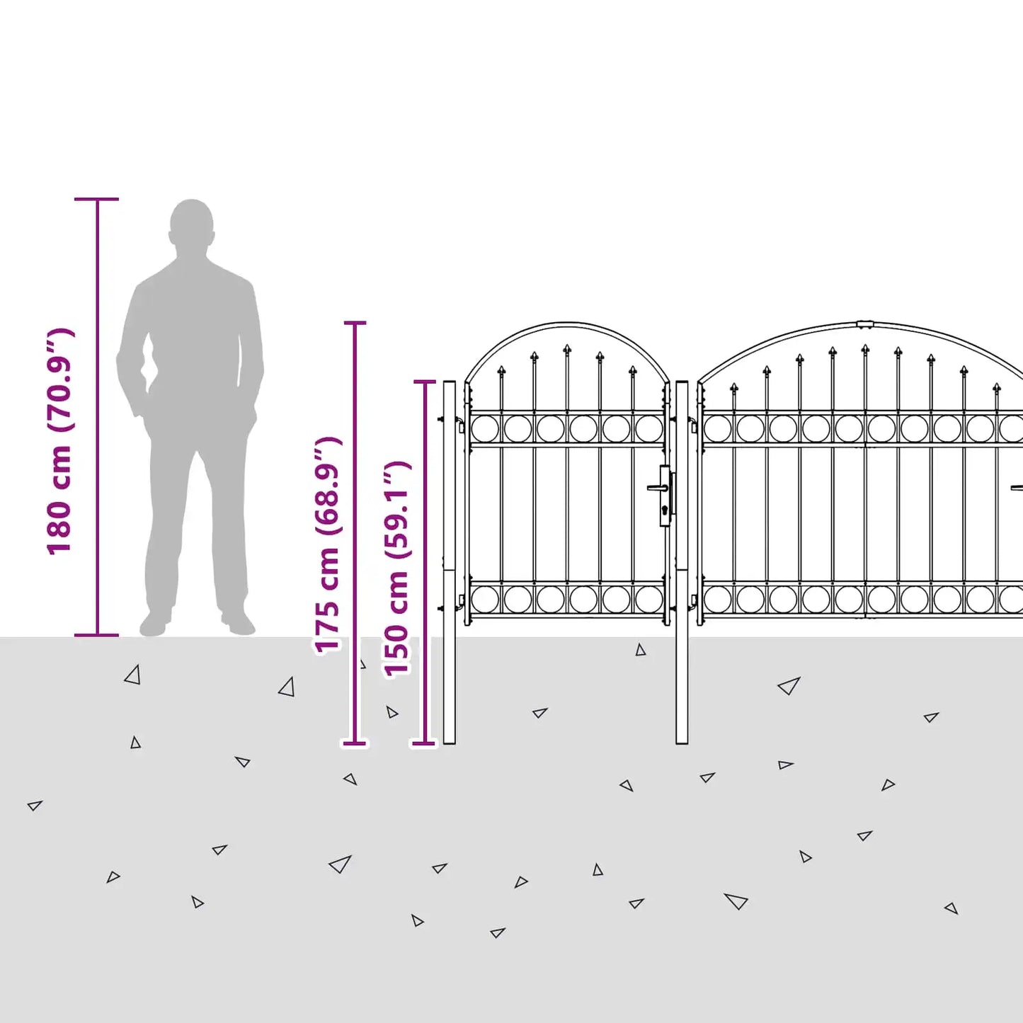 Portão de Cerca de Jardim com Topo Arqueado ASSEN