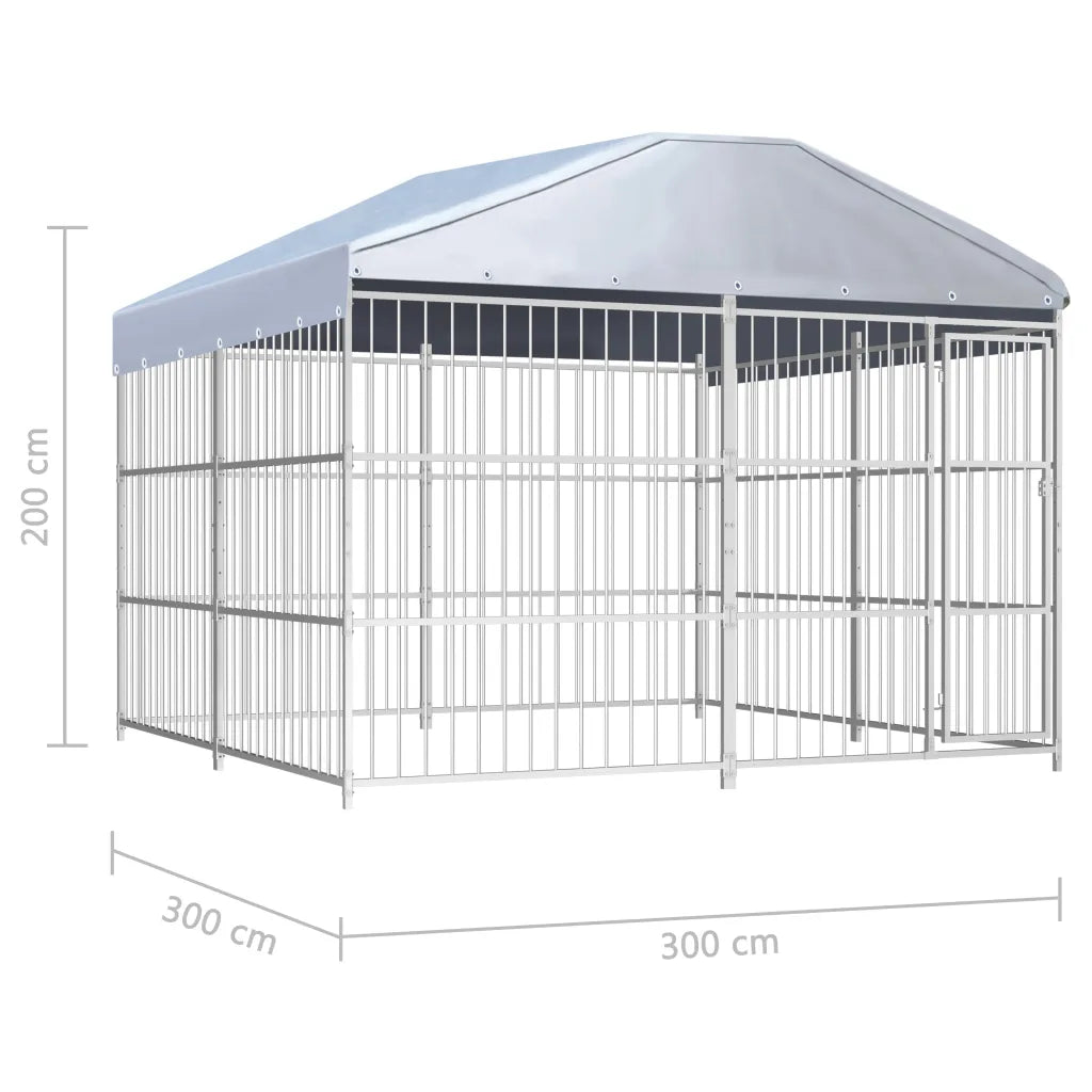 Canil de exterior com telhado 300x300x200 cm