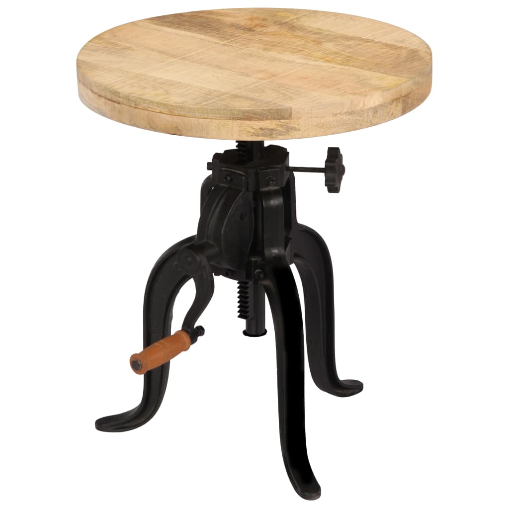 vidaXL Mesa de apoio 45 x (45-62) cm madeira mangueira e ferro fundido