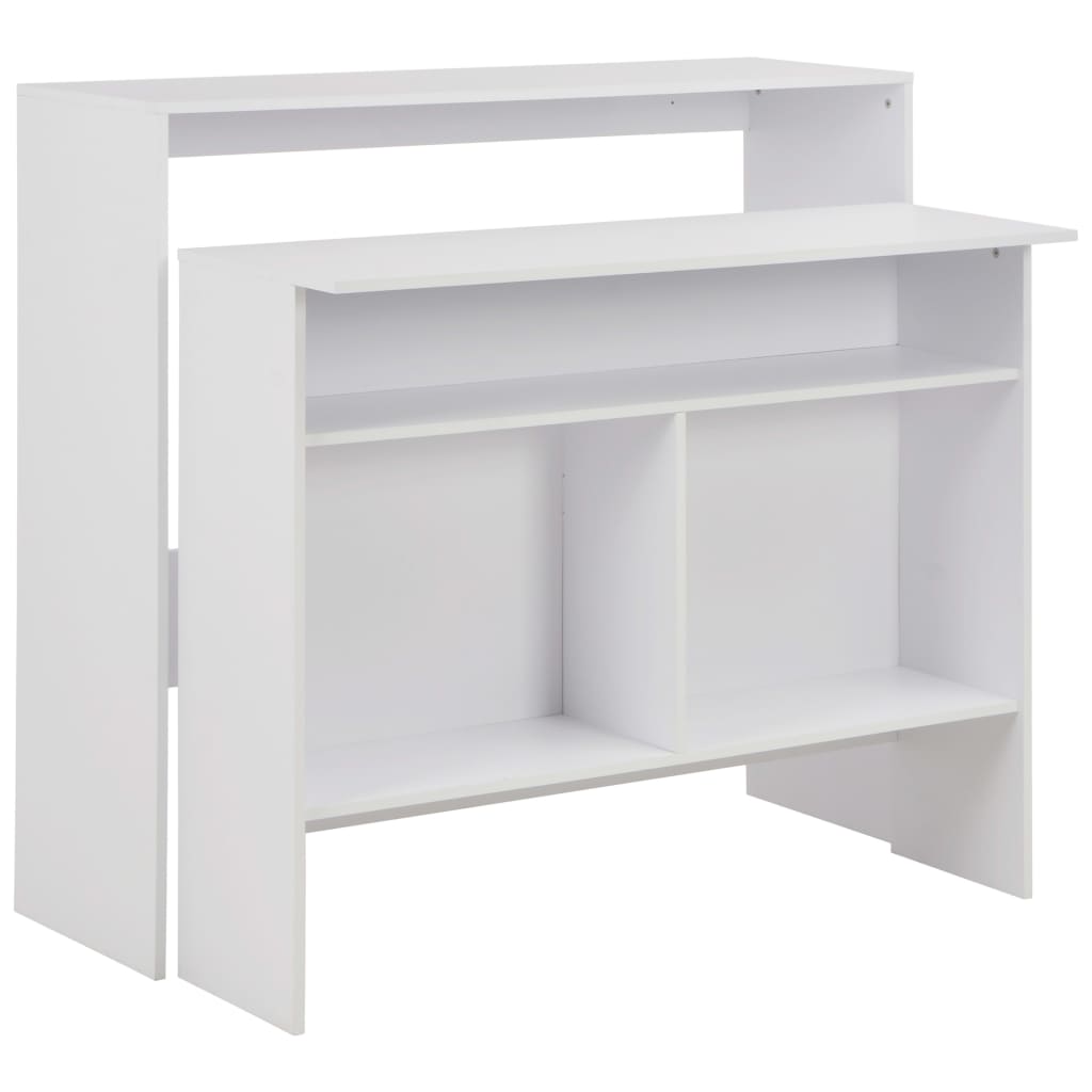 vidaXL Mesa de bar com 2 tampos branco 130x40x120 cm