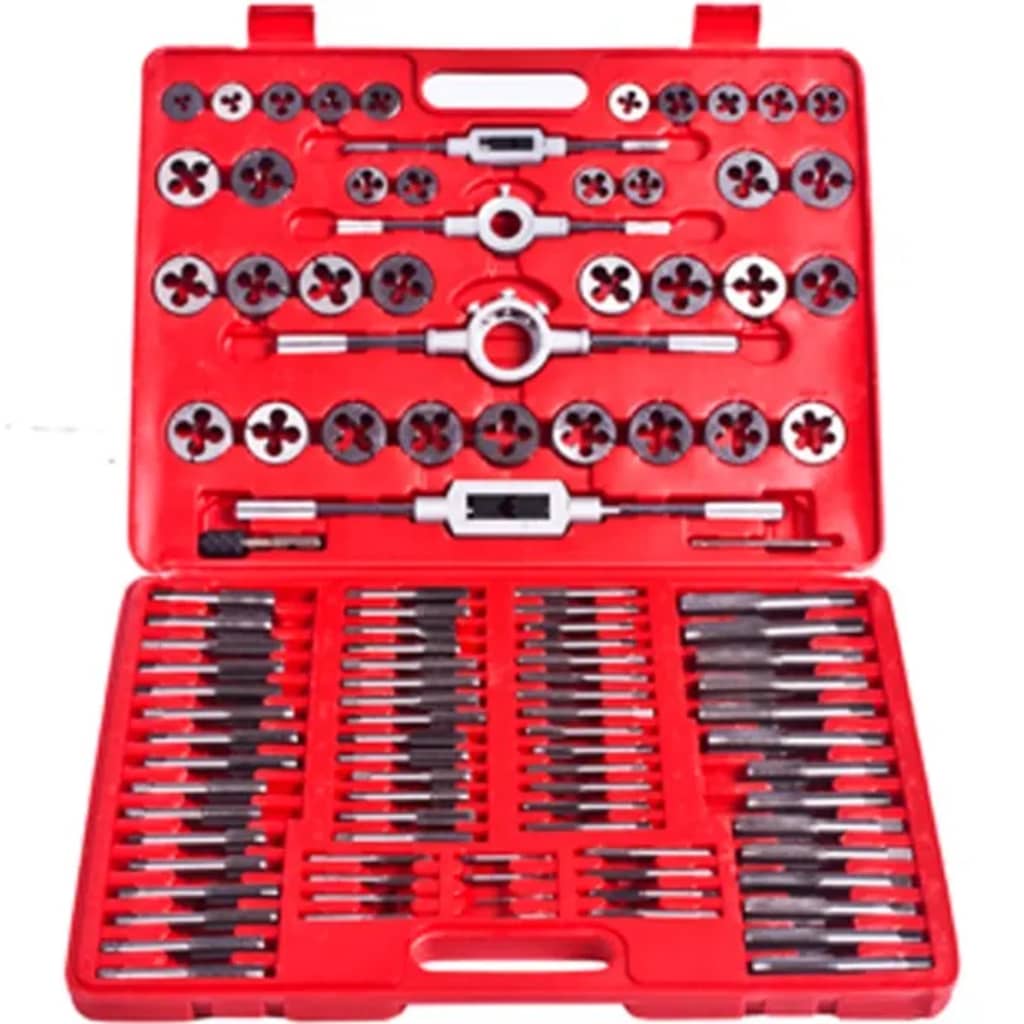 vidaXL Conjunto de machos e caçonetes para abrir roscas 111 pcs