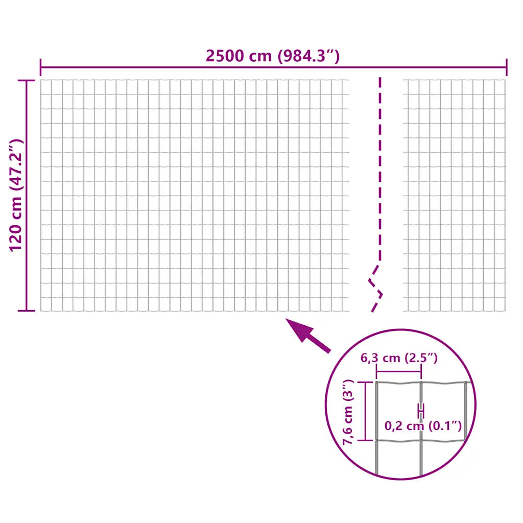 Cerca 25 x 1,2 m aço