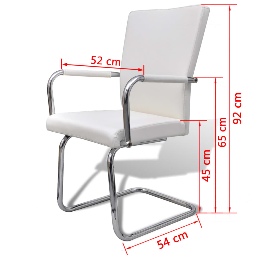 vidaXL Cadeiras de jantar cantilever 2 pcs couro artificial branco