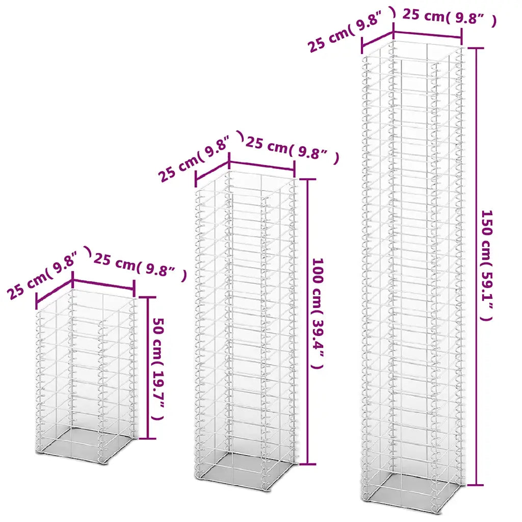 Conjunto de gabiões 3 pcs arame galvanizado