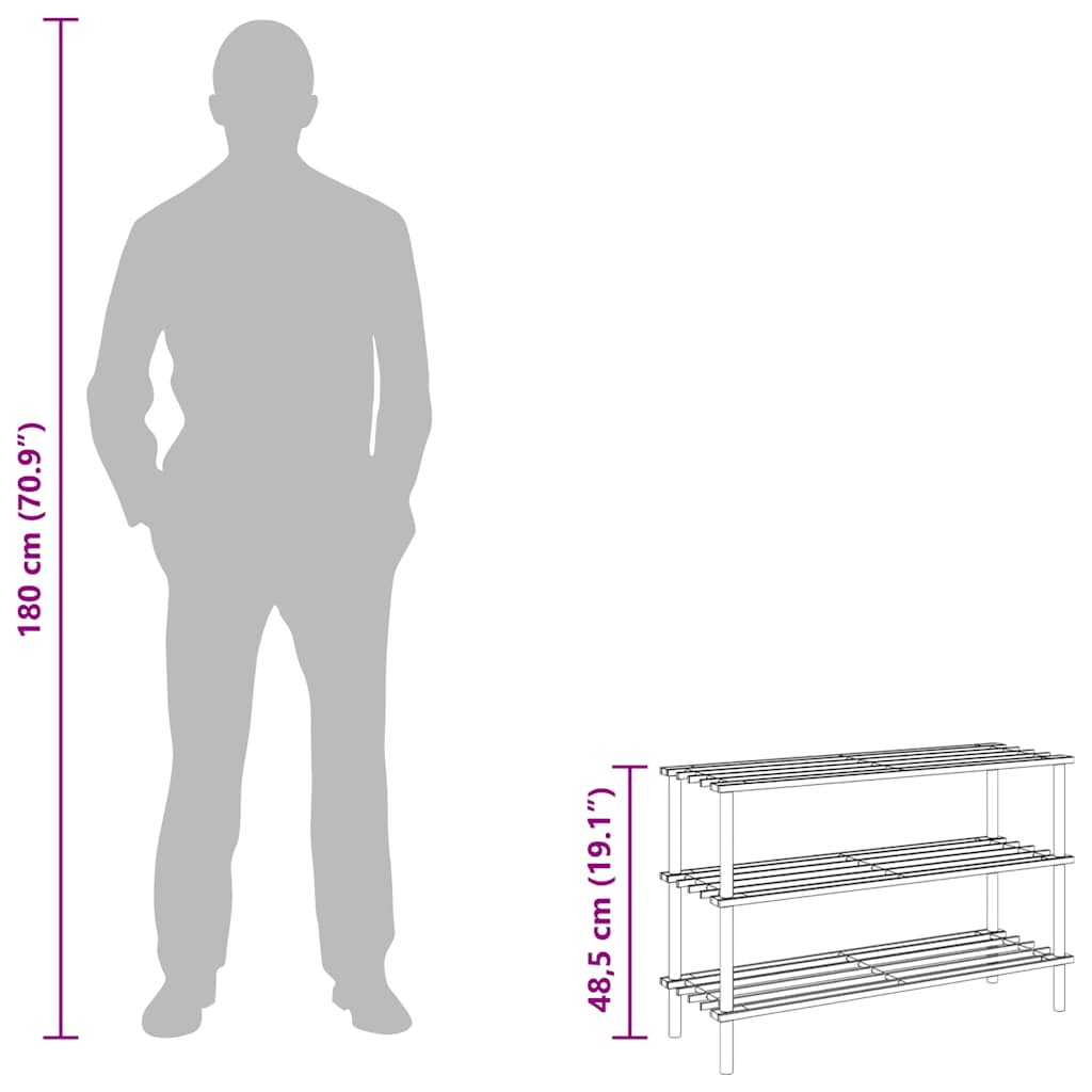 vidaXL Sapateiras com 3 prateleiras 2 pcs madeira de abeto maciça