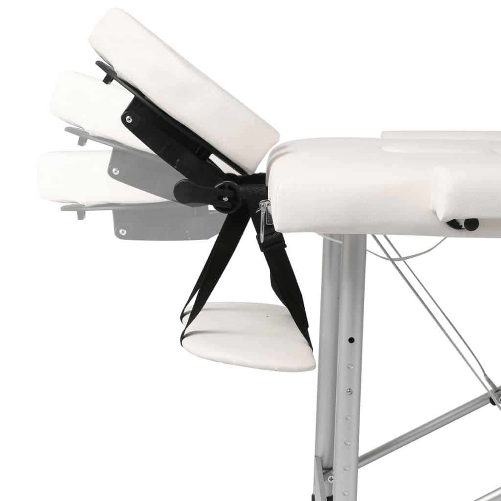 vidaXL Mesa massagens dobrável 2 zonas estrutura alumínio branco nata