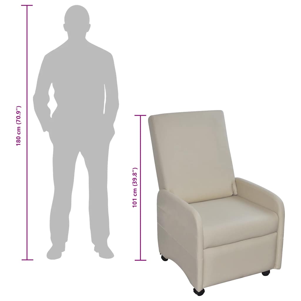 vidaXL Poltrona reclinável em couro artificial creme