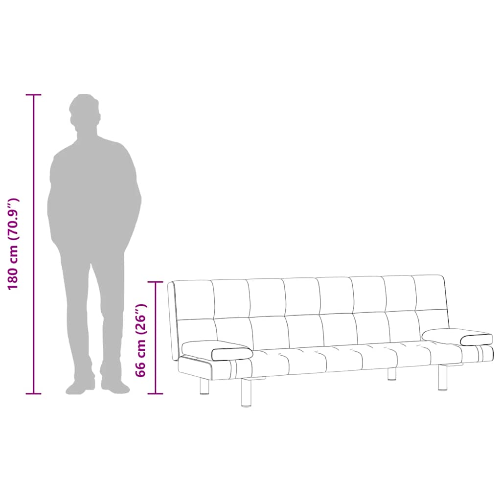 vidaXL Sofa-cama ajustável com 2 almofadas couro artificial preto