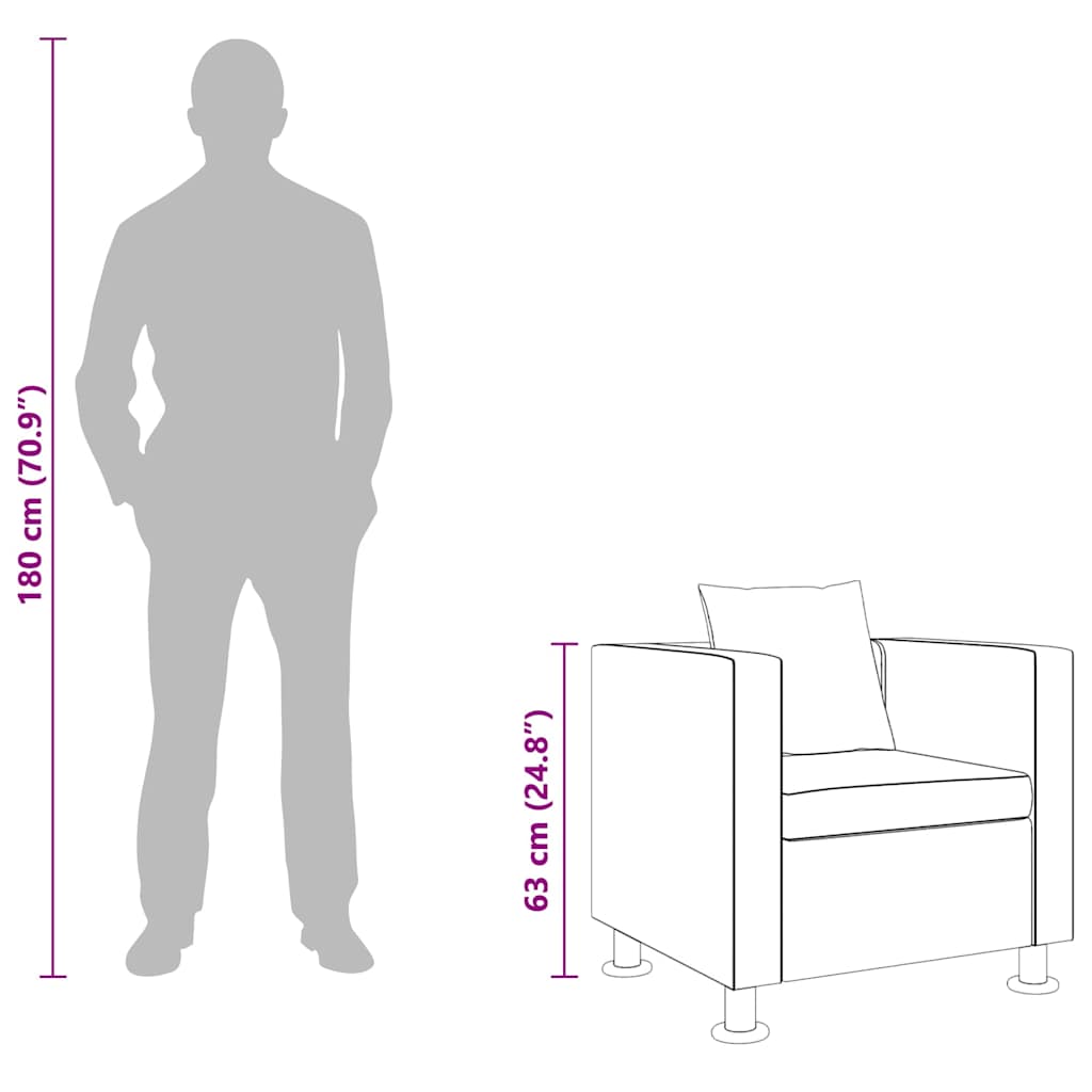 vidaXL Poltrona em couro artificial preto