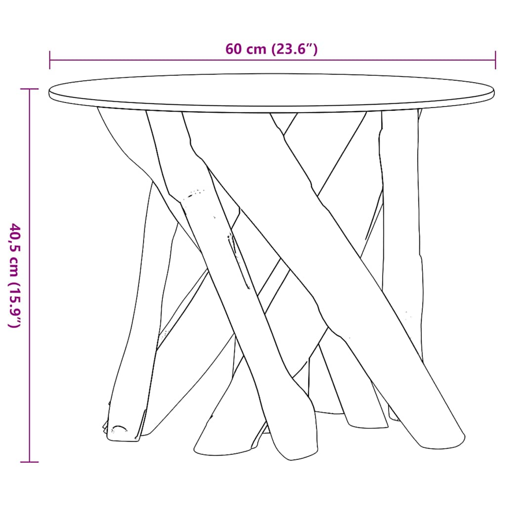 vidaXL Mesa de centro em teca maciça 60 cm