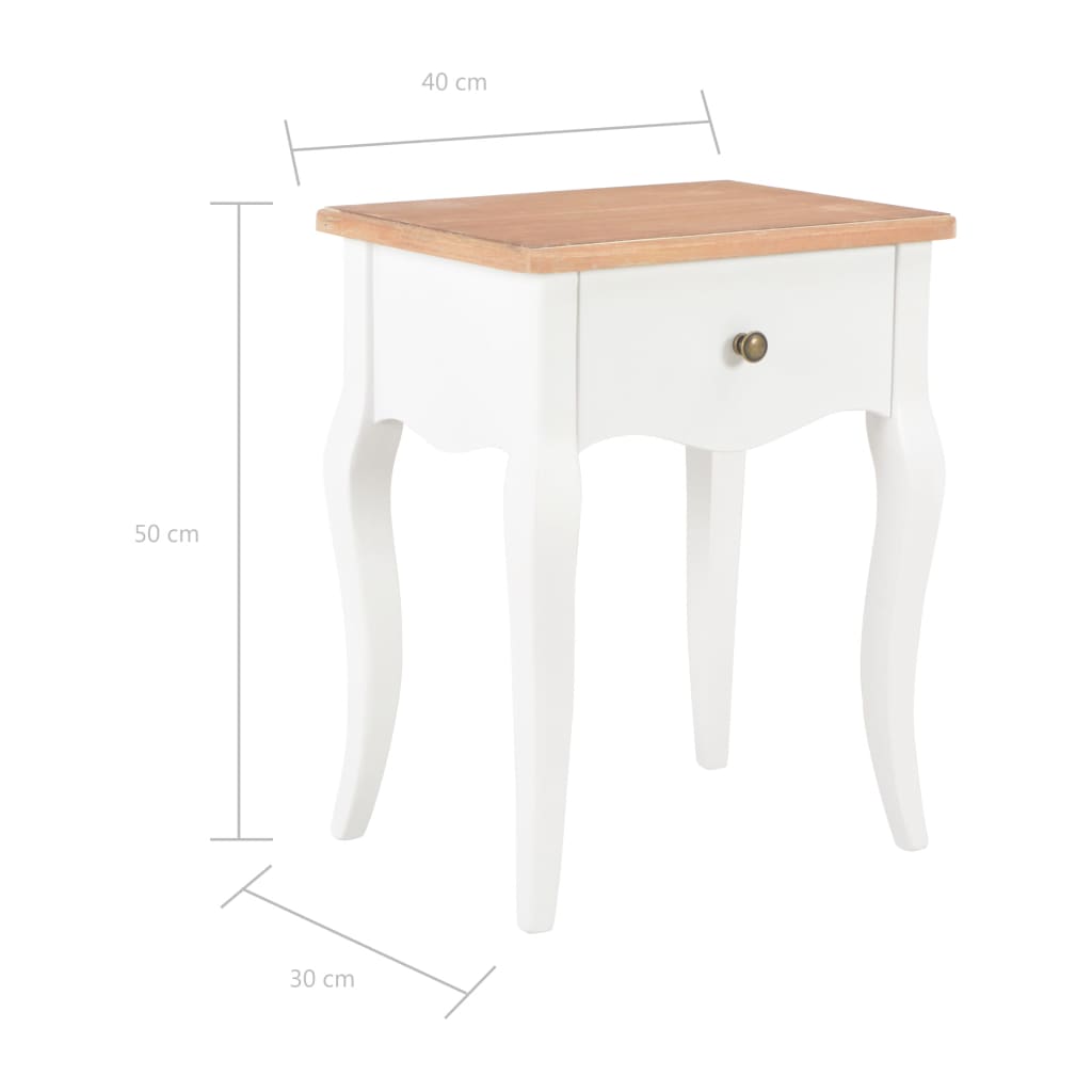 vidaXL Mesa-de-cabeceira 40x30x50 cm pinho maciço branco e castanho