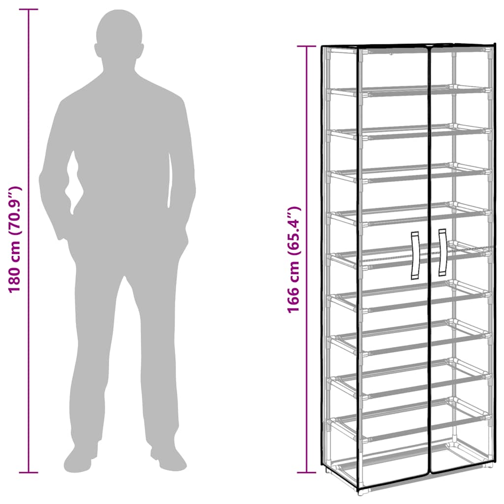 vidaXL Sapateira 60x30x166 cm tecido preto