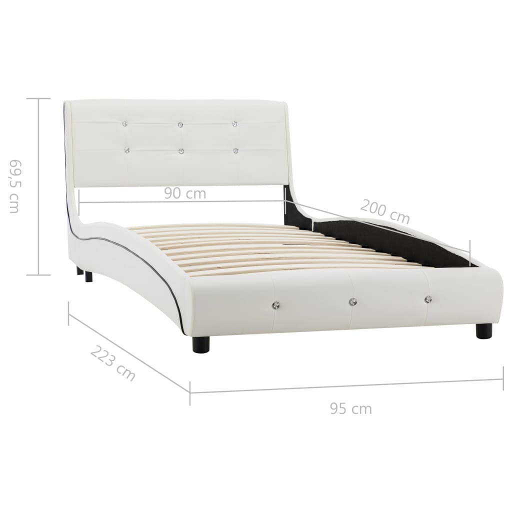 vidaXL Estrutura de cama 90x200 cm couro artificial branco