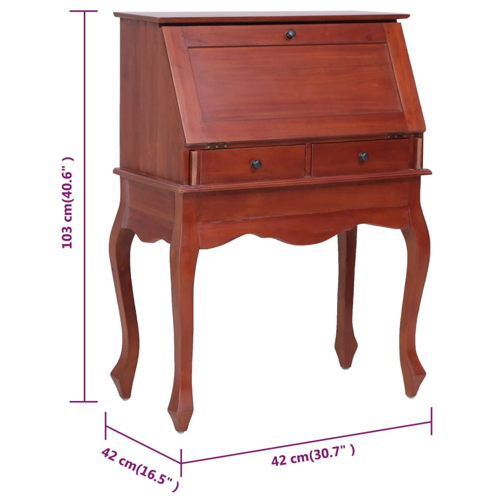 vidaXL Escrivaninha 78x42x103 cm madeira de mogno maciça castanho