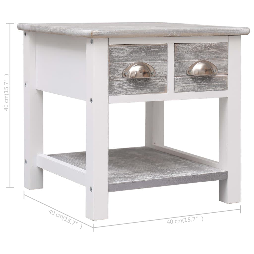 vidaXL Mesa de apoio 40x40x40 cm madeira de paulownia cinzento