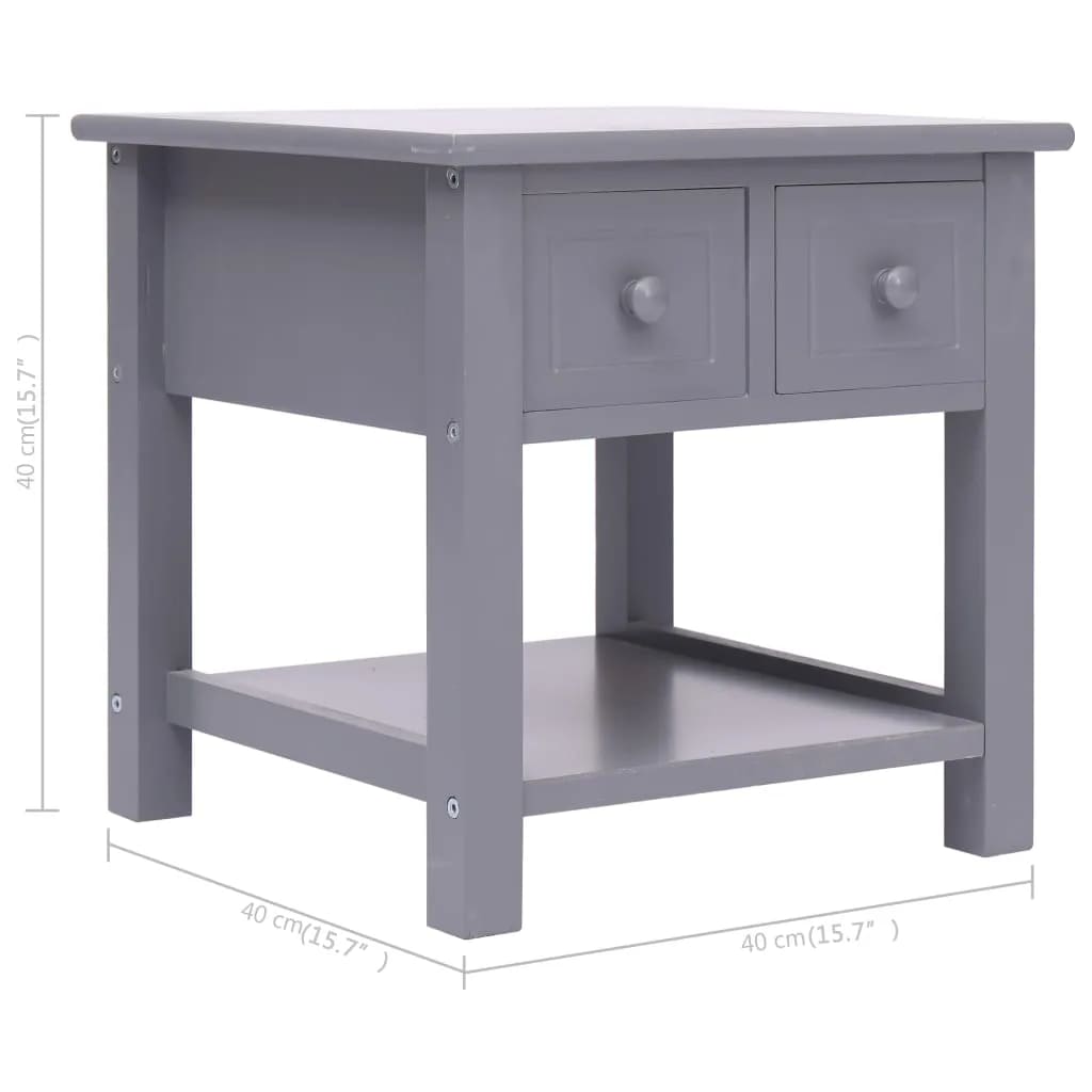 vidaXL Mesa de apoio 40x40x40 cm madeira de paulownia cinzento