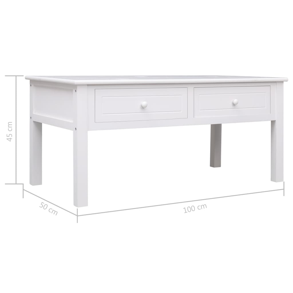 vidaXL Mesa de centro 100x50x45 cm madeira branco