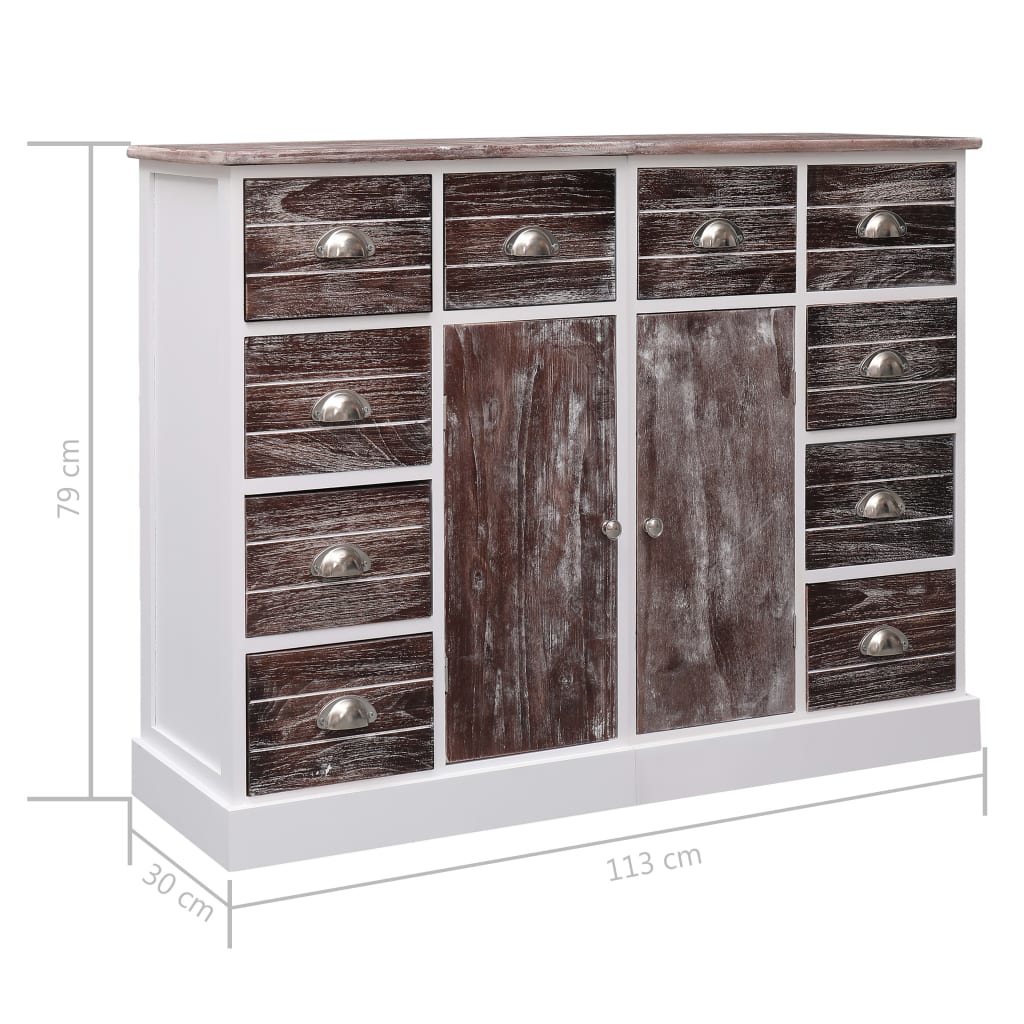 vidaXL Aparador com 10 gavetas 113x30x79 cm madeira cinzento