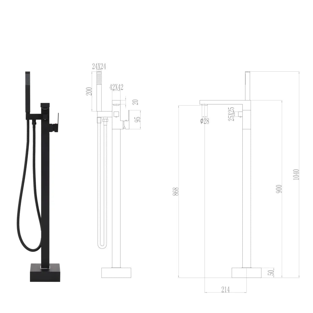 Torneira de pé para banheira aço inoxidável 90 cm
