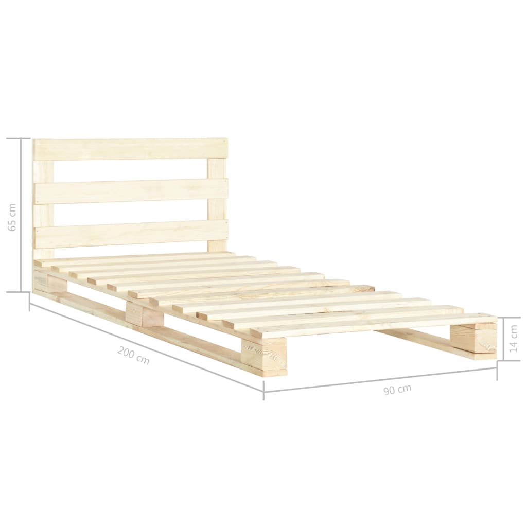 vidaXL Estrutura de cama em paletes pinho maciço 90x200 cm