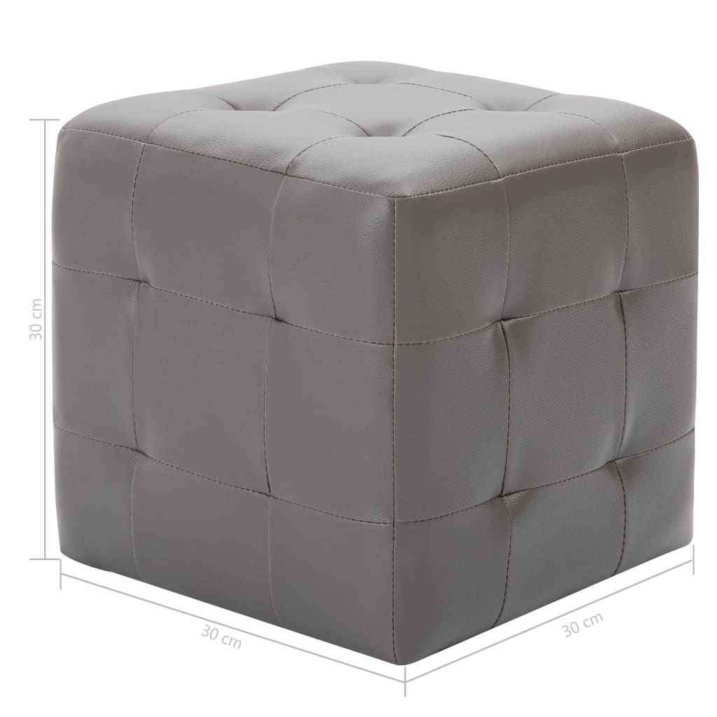 vidaXL Pufe 2 pcs 30x30x30 cm couro artificial cinzento